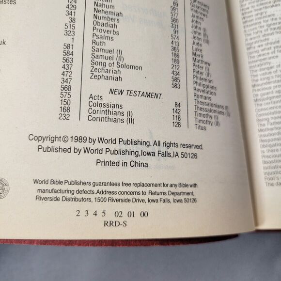 The Holy Bible KJV Old & New Testament Book Red 1989 Words Of Christ In Red - Picture 5 of 15